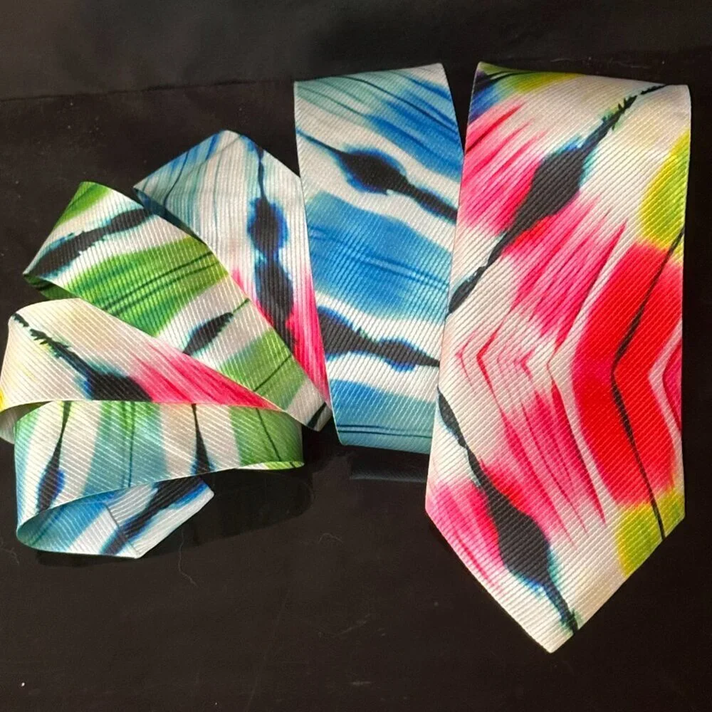 Psychedelic Rainbow Menswear Necktie Tie Neckwear Tie Dye Tied Dyed Hippie Rave